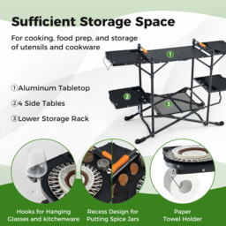 Costway Portable Folding Cook Station with Aluminium Tabletop - Size: 108 x 64 x 17cm - Multi - Wilko - thumbnail 5