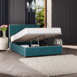 Laurence Llewelyn-Bowen Hesper Small Double Emerald Plush Velvet Ottoman Bed - Green - Wilko - thumbnail 3