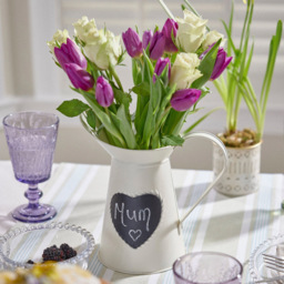 Dibor Cream Zinc Vintage Style Pitcher Jug Vase with Heart Message Chalkboard - Size: 21 x 21 x 23cm - Wilko - thumbnail 3