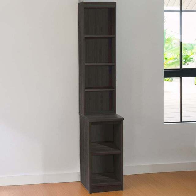 R White Cabinets 6 Shelf Black Desk Height Bookcase with Hutch - Size: 182.8 x 30 x 54cm - Wilko - image 1