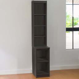 R White Cabinets 6 Shelf Black Desk Height Bookcase with Hutch - Size: 182.8 x 30 x 54cm - Wilko - thumbnail 1