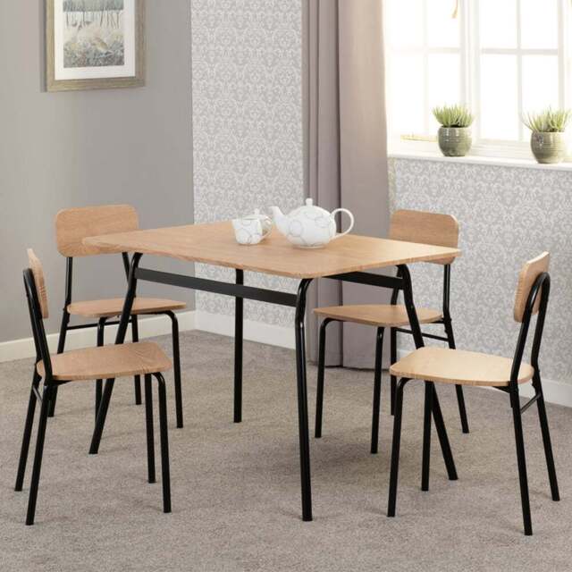 Seconique Warren Russet Oak Effect 4 Seater Dining Table Set Black - Brown - Wilko - image 1