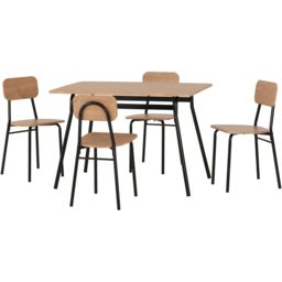 Seconique Warren Russet Oak Effect 4 Seater Dining Table Set Black - Brown - Wilko - thumbnail 3