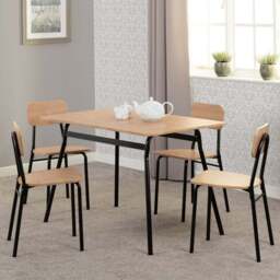 Seconique Warren Russet Oak Effect 4 Seater Dining Table Set Black - Brown - Wilko