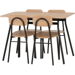 Seconique Warren Russet Oak Effect 4 Seater Dining Table Set Black - Brown - Wilko - thumbnail 4