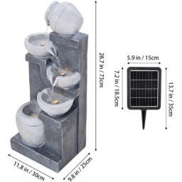 Living and Home 5-Tier Stone Effect Cascading Bowl Solar LED Water Feature - Size: 73 x 30 x 25cm - Grey - Wilko - thumbnail 7