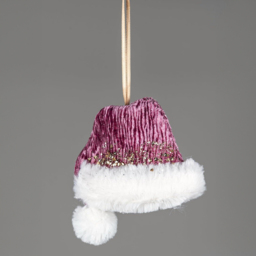 Shatchi Pink Burgundy Mini Santa Hat Hanging Christmas Decoration 3 Pack - Size: 25 x 25 x 8cm - Wilko - thumbnail 4