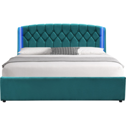 Comfy Living Double Green Fabric Gaslift Bed Frame with LED Headboard - Wilko - thumbnail 3