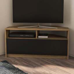 Decorotika Comero Single Door 2 Shelf Oud and Black Corner TV Unit - Size: 47 x 100 x 45cm - Multi - Wilko