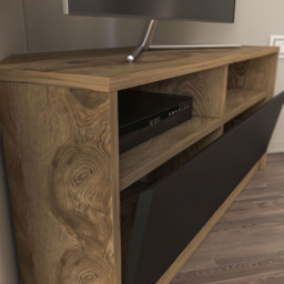 Decorotika Comero Single Door 2 Shelf Oud and Black Corner TV Unit - Size: 47 x 100 x 45cm - Multi - Wilko - thumbnail 5