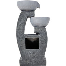 Living and Home 3-Tier Stone Effect Cascading Bowl Solar LED Water Feature - Size: 46 x 22 x 19cm - Grey - Wilko - thumbnail 5