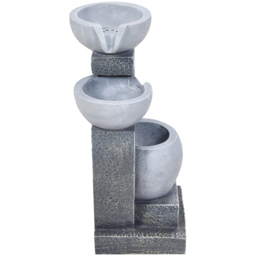 Living and Home 3-Tier Stone Effect Cascading Bowl Solar LED Water Feature - Size: 46 x 22 x 19cm - Grey - Wilko - thumbnail 3