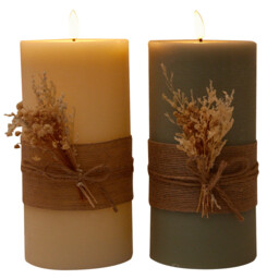 Hessien LED Candle - Green or White - Size: 10 x 20 x 10 cm - Wilko - thumbnail 5