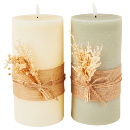 Hessien LED Candle - Green or White - Size: 10 x 20 x 10 cm - Wilko