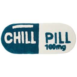 Mooky Mats Chill Pill Slogan Teal and Cream Non Slip Bath Runner 46 x 115cm - Size: 46 x 115 x 1cm - Blue - Wilko