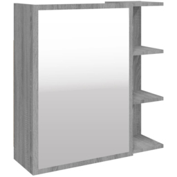vidaXL Single Door 3 Shelf Grey Mirror Bathroom Cabinet - Size: 64 x 62.5 x 20.5cm - Wilko - thumbnail 3