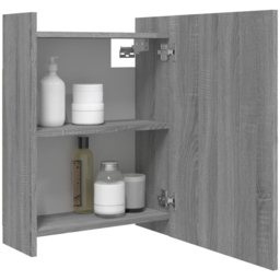 vidaXL Single Door 3 Shelf Grey Mirror Bathroom Cabinet - Size: 64 x 62.5 x 20.5cm - Wilko - thumbnail 4