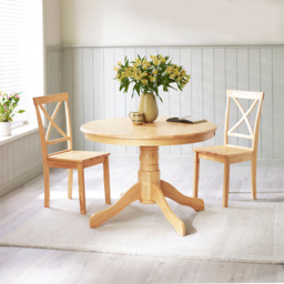 Furniturebox Bodmin 4 Seater Round Wooden Dining Table Oak Effect - Brown - Wilko - thumbnail 6
