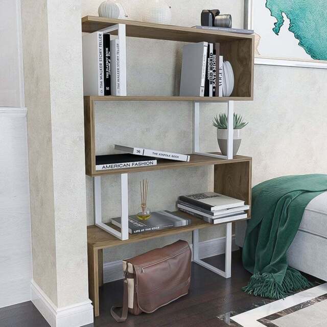 Decorotika Adriana 4 Tier White and Oud Bookcase - Size: 124.5 x 91.5 x 29.5cm - Multi - Wilko - image 1