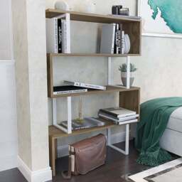 Decorotika Adriana 4 Tier White and Oud Bookcase - Size: 124.5 x 91.5 x 29.5cm - Multi - Wilko - thumbnail 1