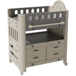 H&O Direct 4 Drawer Single Shelf Grey Rolling Baby Diaper Changing Table - Size: 108 x 85 x 62cm - Wilko - thumbnail 3