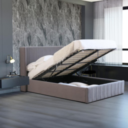 Maya Grey Velvet King Size Ottoman Bed Frame - Wilko - thumbnail 3