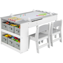 Costway 2 in 1 Grey Kids Art Easel Table and Chair Set - Size: 99 x 68 x 15cm - Wilko - thumbnail 3