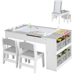 Costway 2 in 1 Grey Kids Art Easel Table and Chair Set - Size: 99 x 68 x 15cm - Wilko - thumbnail 4