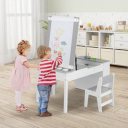 Costway 2 in 1 Grey Kids Art Easel Table and Chair Set - Size: 99 x 68 x 15cm - Wilko - thumbnail 5