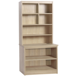 R White Cabinets 8 Shelf Brown Desk Height Bookcase with Hutch - Size: 182.8 x 85 x 54cm - Wilko - thumbnail 3
