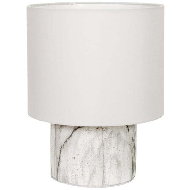 ValueLights Melanie White Linen Lamp Shade Marble Effect LED Table Lamp - Size: 25 x 20 x 20cm - Wilko - image 1