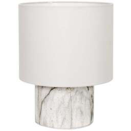 ValueLights Melanie White Linen Lamp Shade Marble Effect LED Table Lamp - Size: 25 x 20 x 20cm - Wilko