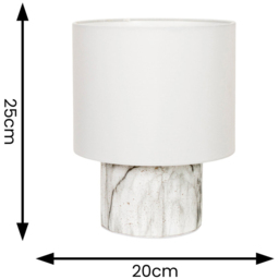 ValueLights Melanie White Linen Lamp Shade Marble Effect LED Table Lamp - Size: 25 x 20 x 20cm - Wilko - thumbnail 5