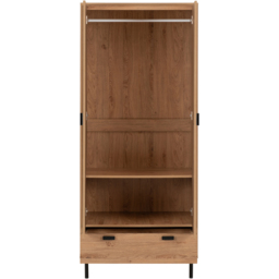 Seconique Leon 2 Door Single Drawer Medium Oak Effect Wardrobe - Size: 2 Door, Single Drawer - Brown - Wilko - thumbnail 5