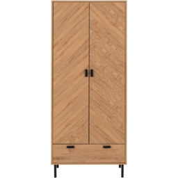 Seconique Leon 2 Door Single Drawer Medium Oak Effect Wardrobe - Size: 2 Door, Single Drawer - Brown - Wilko - thumbnail 4