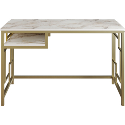 Decorotika Victory Single Shelf Wide Study Desk White Marble Effect and Gold - Size: 75 x 120 x 60cm - Multi - Wilko - thumbnail 3