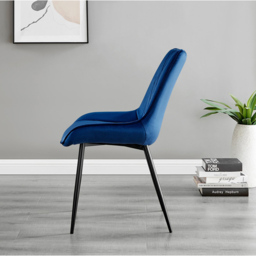 Furniturebox Arona Cesano 4 Seater Round Dining Set Grey Black and Navy - Blue - Wilko - thumbnail 5