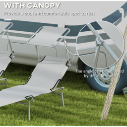 Outsunny Set of 2 Light Grey Adjustable Folding Sun Lounger - Size: 36 x 58 x 187cm - Wilko - thumbnail 7