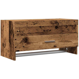 vidaXL Single Drawer Old Wood Wall-Mounted Bathroom Wardrobe with Towel Rail - Brown - Wilko - thumbnail 3