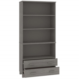 vidaXL 2 Drawer 4 Shelf Grey Solid Pine Wood Highboard - Size: 180 x 85 x 35cm - Wilko - thumbnail 6