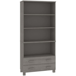 vidaXL 2 Drawer 4 Shelf Grey Solid Pine Wood Highboard - Size: 180 x 85 x 35cm - Wilko - thumbnail 3