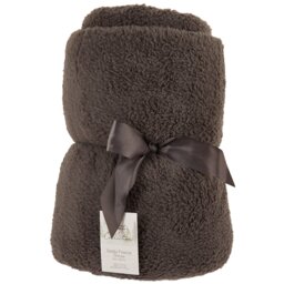 Teddy Fleece Plain Throw - Charcoal - Wilko - thumbnail 1
