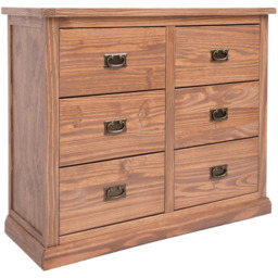 Cabinet Bits Tirolo 6 Drawer Brown Brass Drop Handle Chest of Drawers - Wilko - thumbnail 3