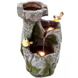 Garden Gear Cascading Rock with Birds Water Feature - Size: 54 x 40 x 38cm - Grey - Wilko