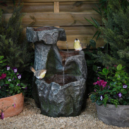 Garden Gear Cascading Rock with Birds Water Feature - Size: 54 x 40 x 38cm - Grey - Wilko - thumbnail 3