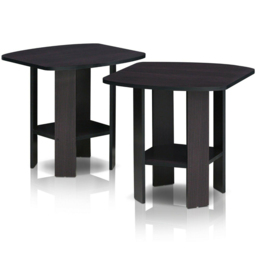 Walplus Dark Walnut Simple Design End Table Set of 2 - Size: 50.8 x 49.78 x 50.8cm - Black - Wilko - thumbnail 3