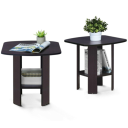 Walplus Dark Walnut Simple Design End Table Set of 2 - Size: 50.8 x 49.78 x 50.8cm - Black - Wilko - thumbnail 5