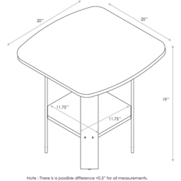 Walplus Dark Walnut Simple Design End Table Set of 2 - Size: 50.8 x 49.78 x 50.8cm - Black - Wilko - thumbnail 6