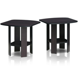 Walplus Dark Walnut Simple Design End Table Set of 2 - Size: 50.8 x 49.78 x 50.8cm - Black - Wilko - thumbnail 4