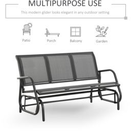 Outsunny 3 Seater Grey Glider Garden Rocking Bench - Wilko - thumbnail 7